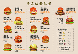 手绘汉堡展示图