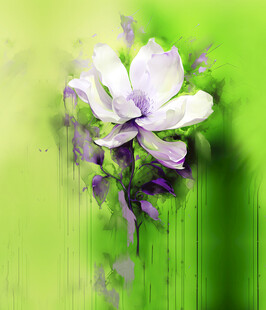 梦幻绿色背景中的素雅花朵