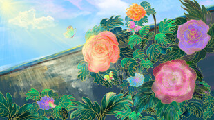 梦幻花园中的多彩花卉