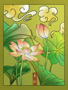 夏日荷塘绘景图