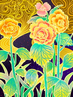 绚丽花卉图案艺术插画