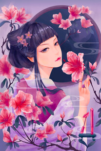 古风美人赏繁花