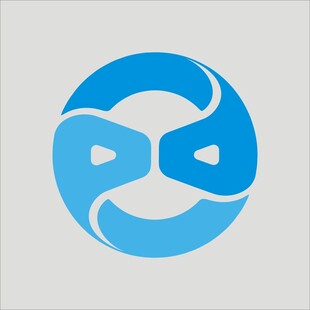 蓝色抽象双鱼形标志图案