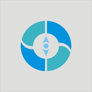 简约蓝调几何圆形标志设计