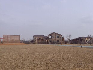 空旷田野旁的几座房屋