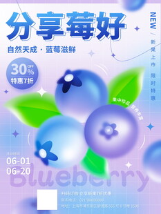 分享莓好蓝莓促销海报