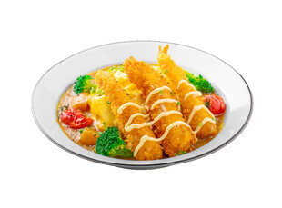 滑蛋咖喱炸大虾饭