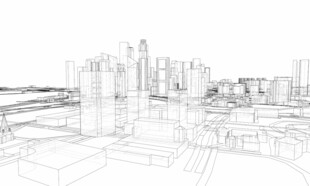 城市建筑线稿景观图