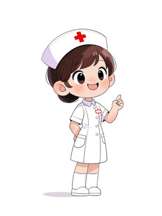 可爱护士女孩打招呼