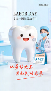 五一劳动节口腔医疗行业海报