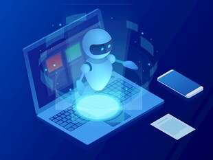 蓝色科技海报背景机器人海报