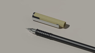 简约钢笔与笔芯组合展示