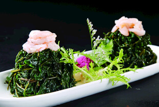 翡翠海藻配精致虾肉花