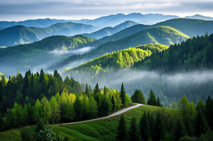 山间晨景
