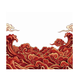中式古典海浪祥云装饰图案
