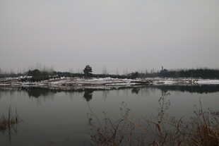 冬日宁静湖面雪景