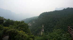 青山葱郁的壮美山间景色