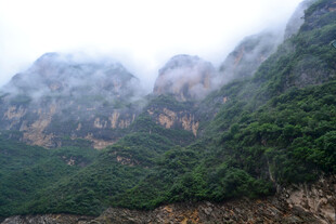 云雾缭绕的翠绿山峦