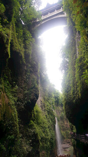 恩施峡谷间的桥梁与葱郁植被