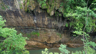 恩施山间绿意盎然的溪流景观