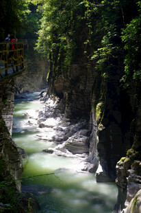 恩施山间溪流穿于葱郁峡谷间