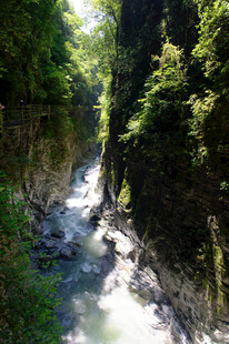 恩施山间溪流穿林而过