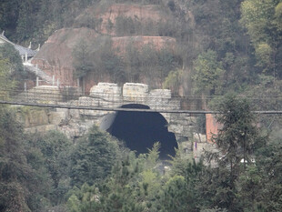 恩施山间隧道隐于葱郁林木间