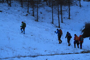 雪地徒步的人群
