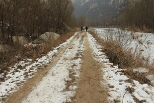 冬日雪覆乡间小路