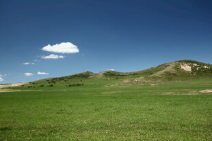 广袤草原与远处山丘