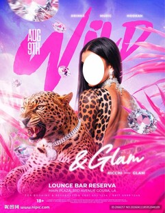 性感女郎与猎豹时尚海报