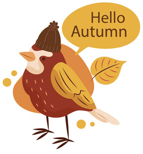 秋日小鸟插画