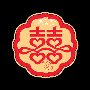 喜庆双喜矢量剪纸图案