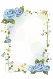 蓝玫瑰花卉装饰边框
