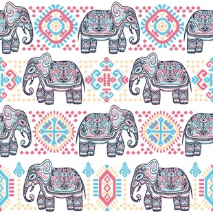 大象几何图案装饰花纹