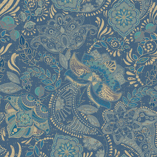蓝调复古风佩斯利花纹图案