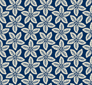 蓝底白花几何花卉图案