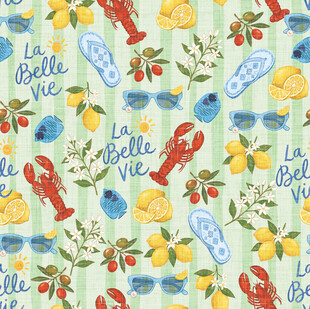 夏日海滨元素无缝图案