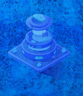 蓝色机械零件模型展示