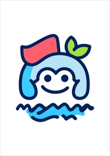 卡通地球形象带旗帜与绿植