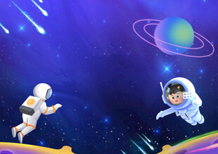 太空遨游的可爱小宇航员