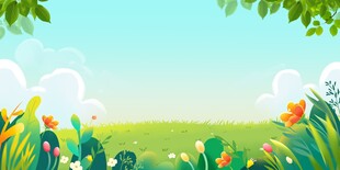 春日绿野花卉自然风景