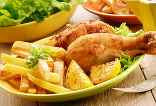 香酥炸鸡腿配薯条