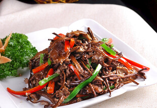 干煸茶树菇肉丝