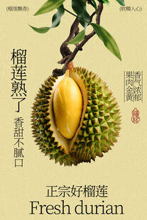 新鲜榴莲水果活动海报
