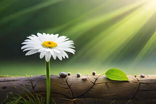 阳光下的雏菊与绿叶