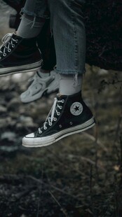 时尚高帮帆布鞋特写