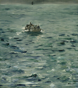 海上小船破浪前行