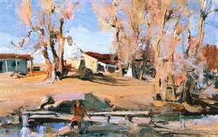 乡村河畔风景图