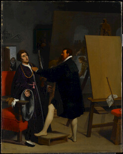 画室中的画家与模特交流